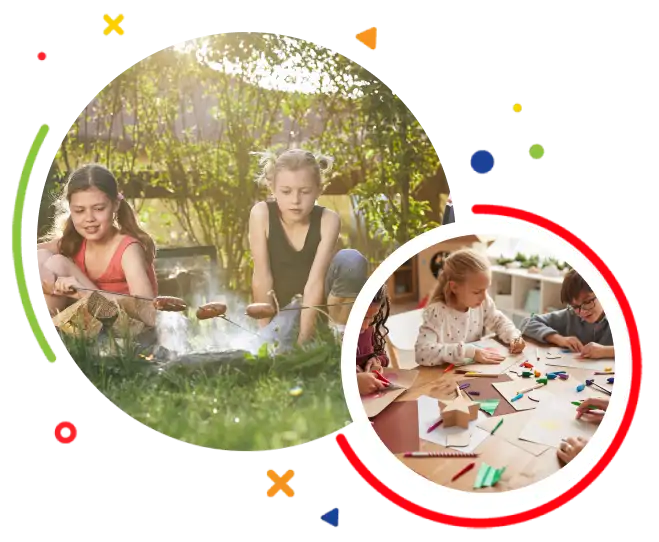 cheerful kids enjoying art and crafts at indoor playground